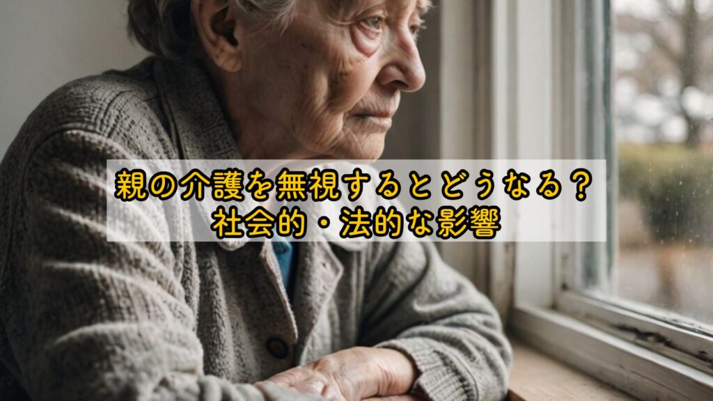 親の介護を無視するとどうなる？社会的・法的な影響