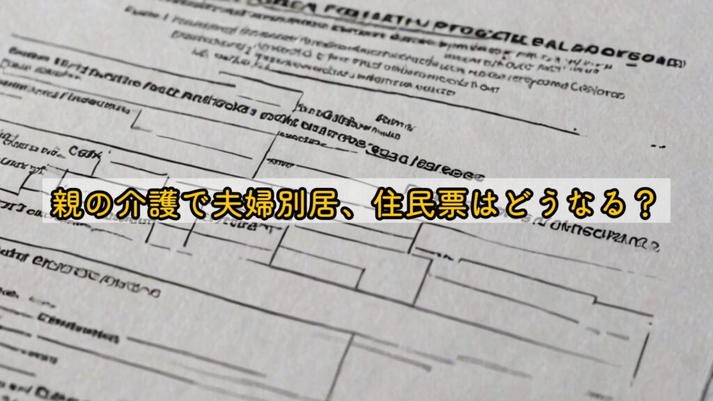 親の介護で夫婦別居、住民票はどうなる？